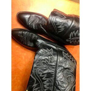 Nocona Men Cowboy Genuine Leather  Pointed Toe Boots 12.5 E Black made in USA